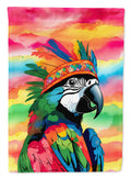 Hippie Animal Parrot House Flag 28x40 Porch Sleeve Pole Decorative Outside Yard Banner Artwork Wall Hanging, Polyester