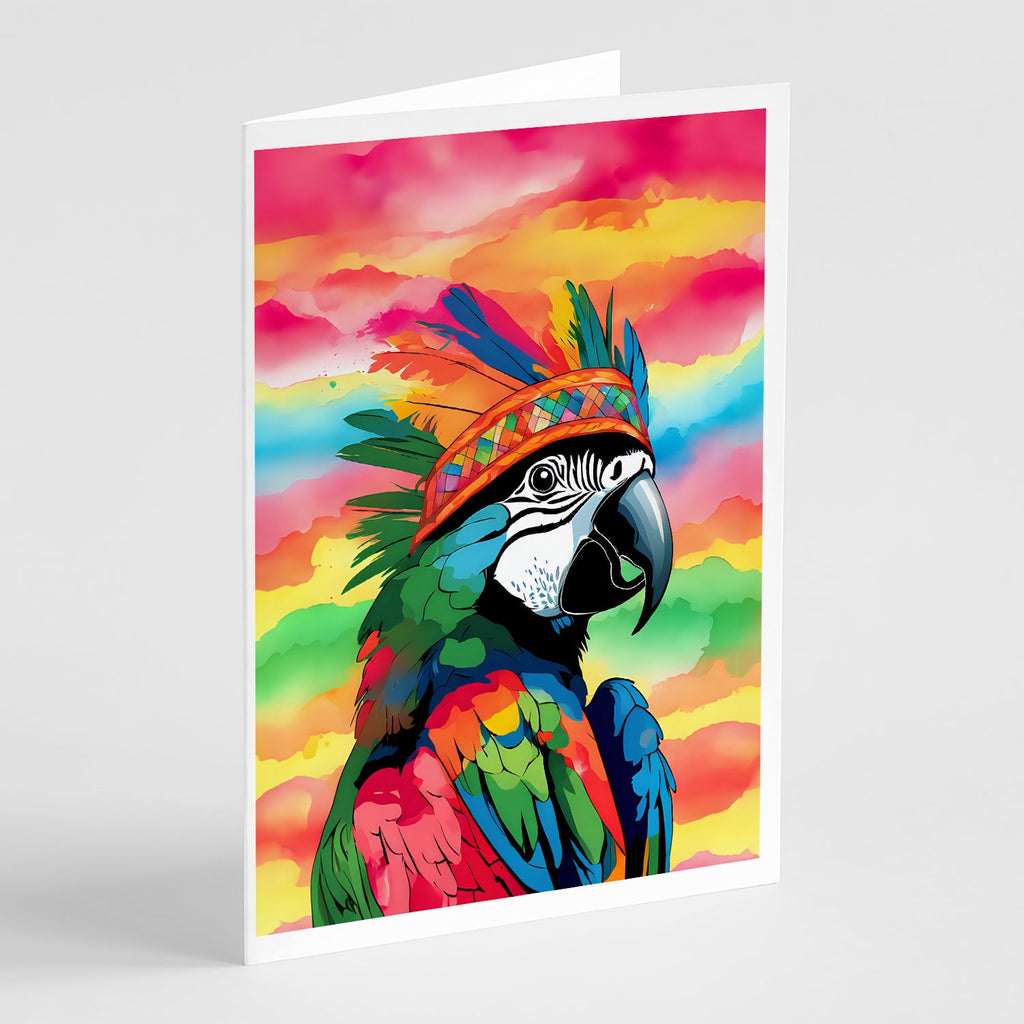 Hippie Animal Parrot Greeting Cards Pack of 8 Blank Cards with Envelopes Whimsical A7 Size 5x7