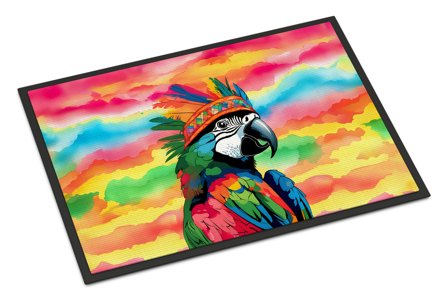 Hippie Animal Parrot Doormat Indoor Outdoor 24H X 36W Front Door Mat Rugs for Entryway, Non Slip Washable Low Pile,