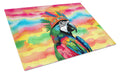 Hippie Animal Parrot Cutting Board Tempered Glass Kitchen Cutting Surface, Heat Resistant Chopping, Non-Slip Feet, Food Prep & Serving