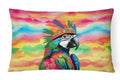 Hippie Animal Parrot Decorative Throw Pillow 12x16 Indoor Outdoor Accent Cushion, Fabric Cover with Insert for Sofa, Bed, Porch & Living Room