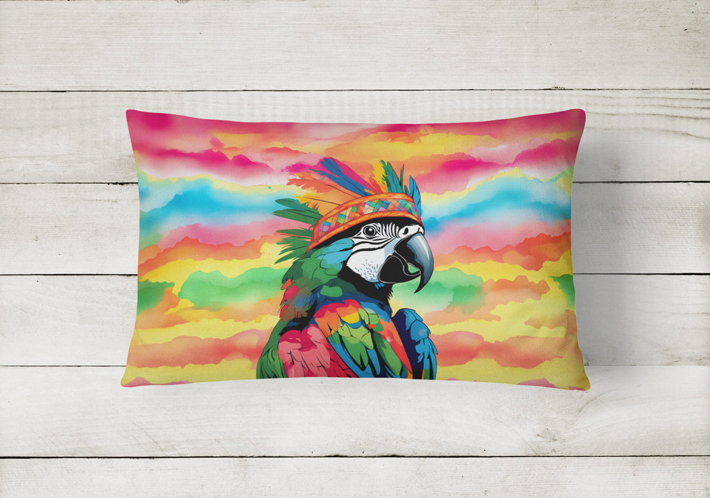 Hippie Animal Parrot Decorative Throw Pillow 12x16 Indoor Outdoor Accent Cushion, Fabric Cover with Insert for Sofa, Bed, Porch & Living Room