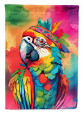Hippie Animal Parrot House Flag 28x40 Porch Sleeve Pole Decorative Outside Yard Banner Artwork Wall Hanging, Polyester