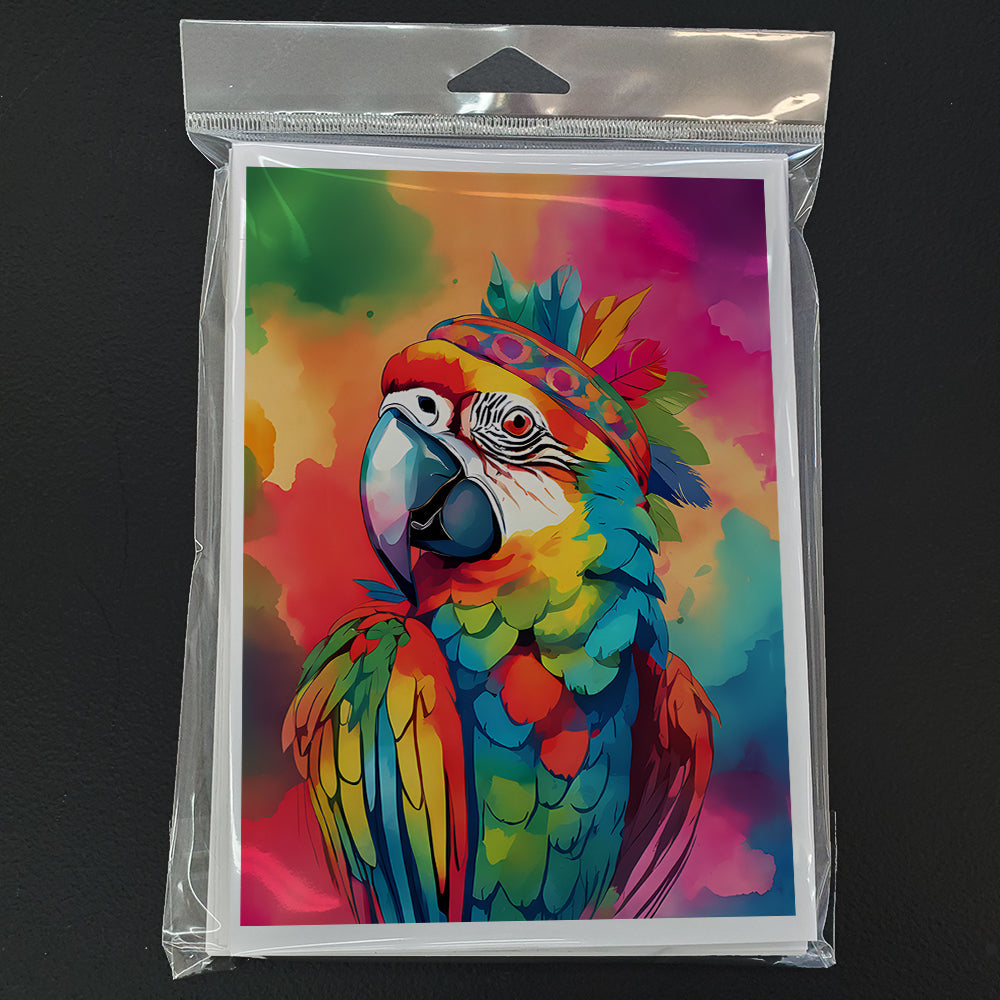Hippie Animal Parrot Greeting Cards Pack of 8 Blank Cards with Envelopes Whimsical A7 Size 5x7