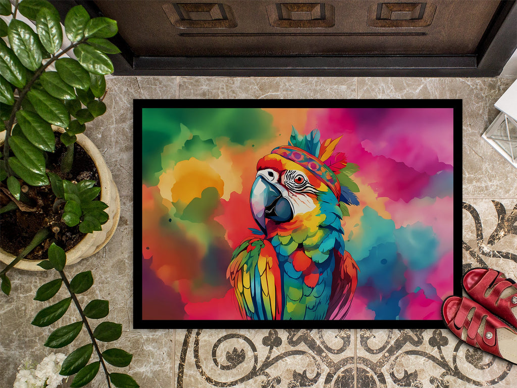Hippie Animal Parrot Doormat Indoor Outdoor 18H X 27W Front Door Mat Rugs for Entryway, Non Slip Washable