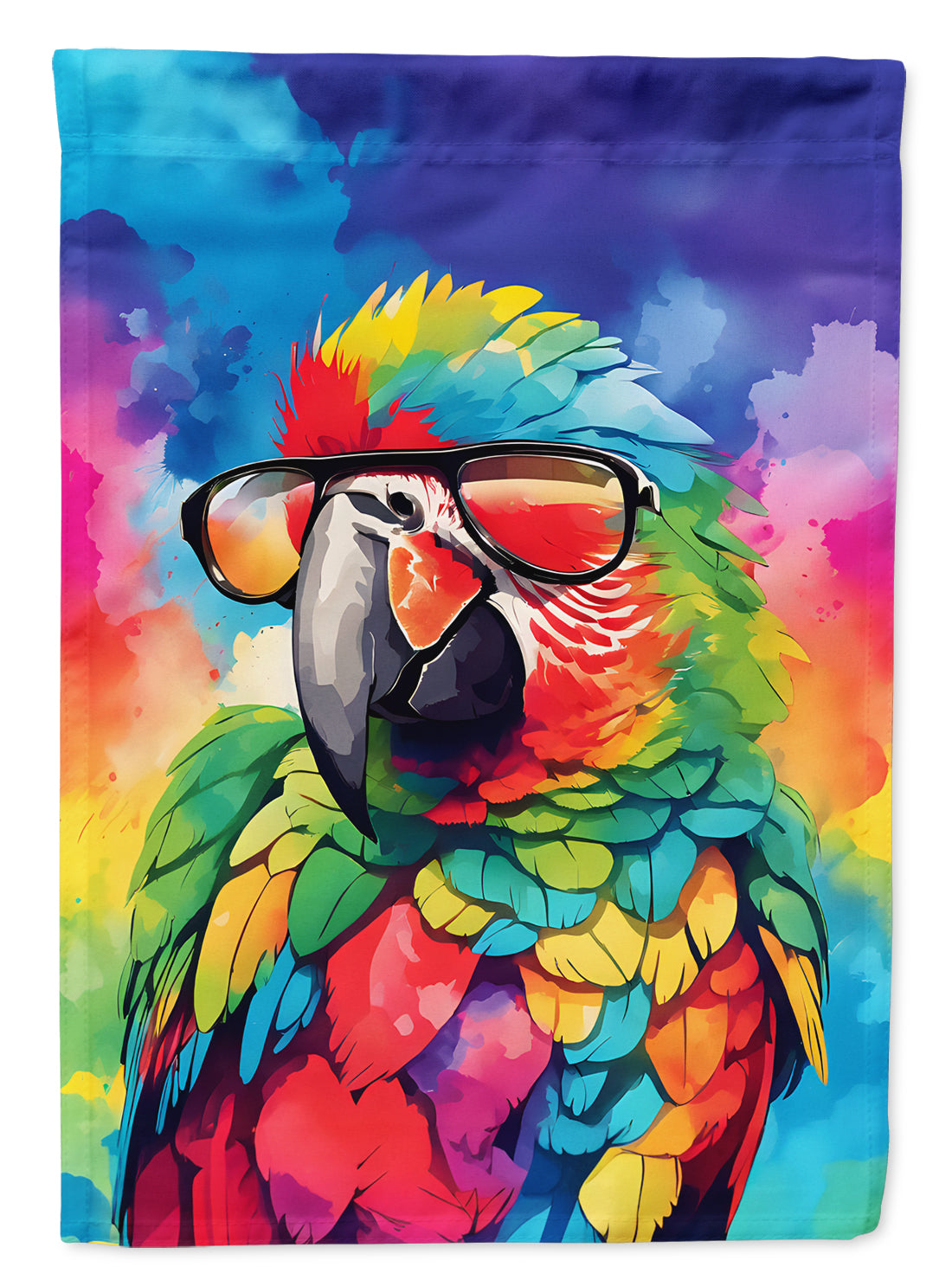Hippie Animal Parrot House Flag 28x40 Porch Sleeve Pole Decorative Outside Yard Banner Artwork Wall Hanging, Polyester