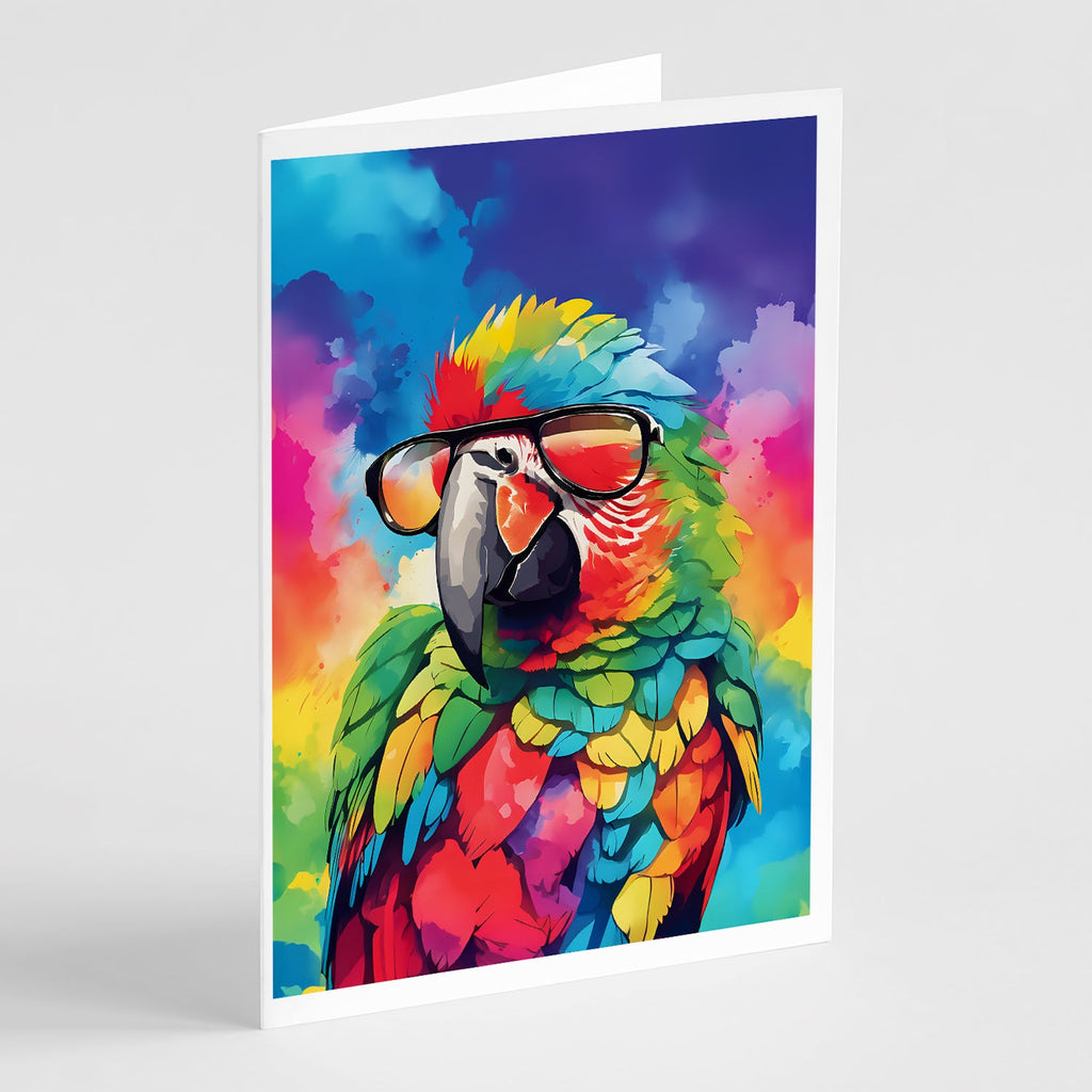 Hippie Animal Parrot Greeting Cards Pack of 8 Blank Cards with Envelopes Whimsical A7 Size 5x7