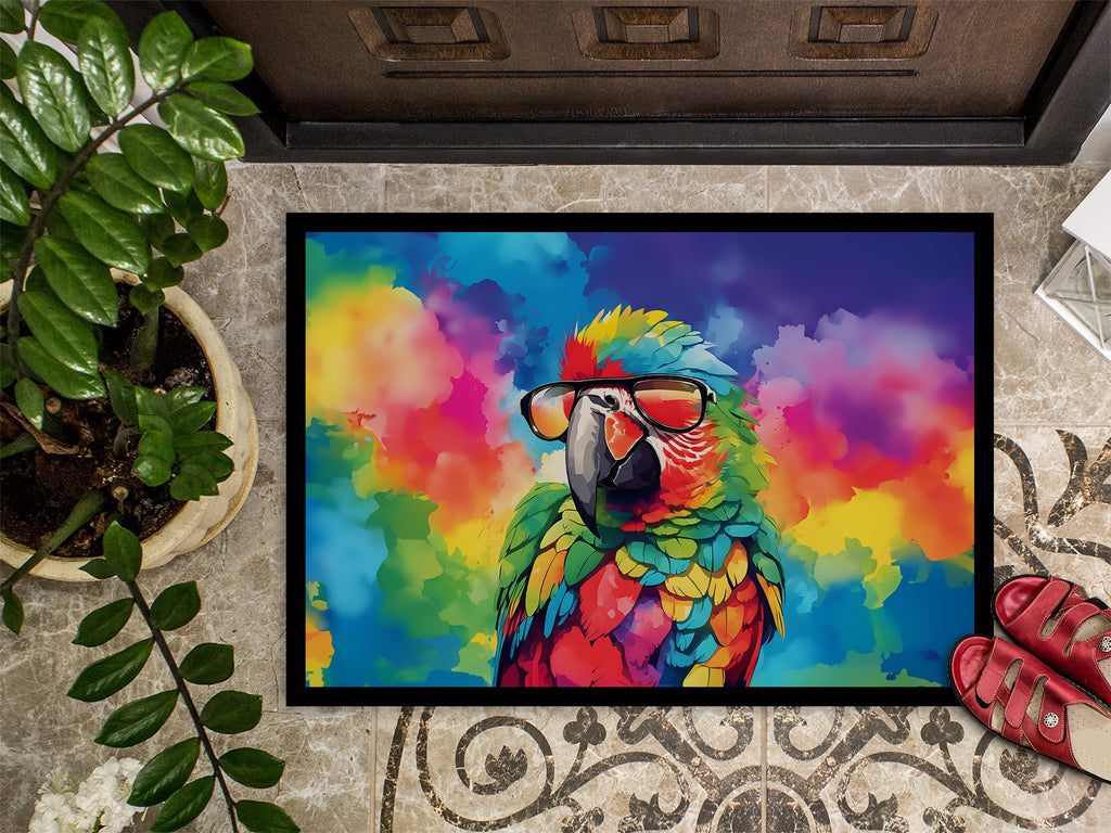 Hippie Animal Parrot Doormat Indoor Outdoor 24H X 36W Front Door Mat Rugs for Entryway, Non Slip Washable Low Pile,