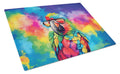 Hippie Animal Parrot Cutting Board Tempered Glass Kitchen Cutting Surface, Heat Resistant Chopping, Non-Slip Feet, Food Prep & Serving
