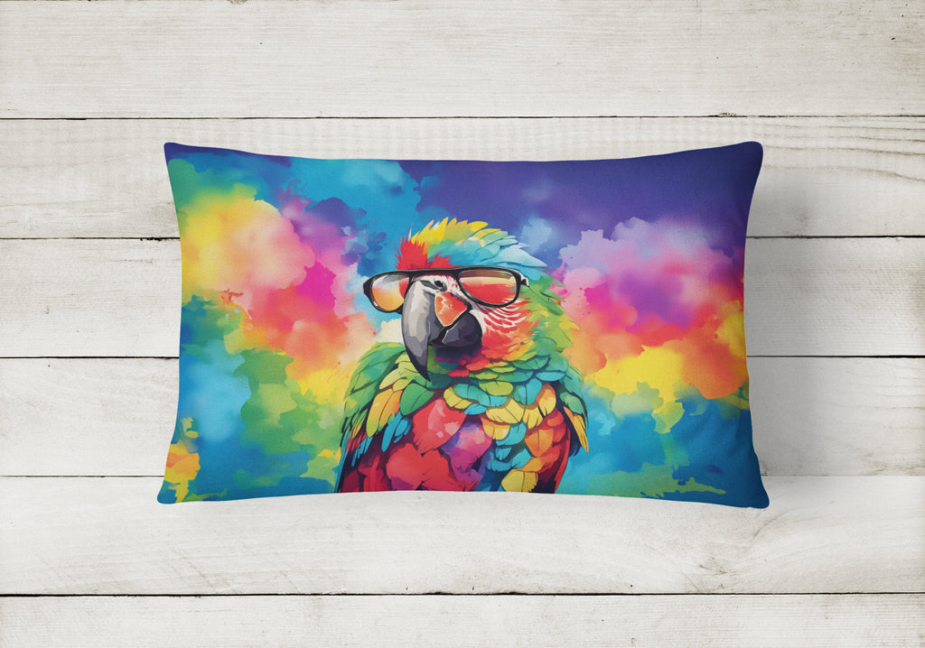 Hippie Animal Parrot Decorative Throw Pillow 12x16 Indoor Outdoor Accent Cushion, Fabric Cover with Insert for Sofa, Bed, Porch & Living Room