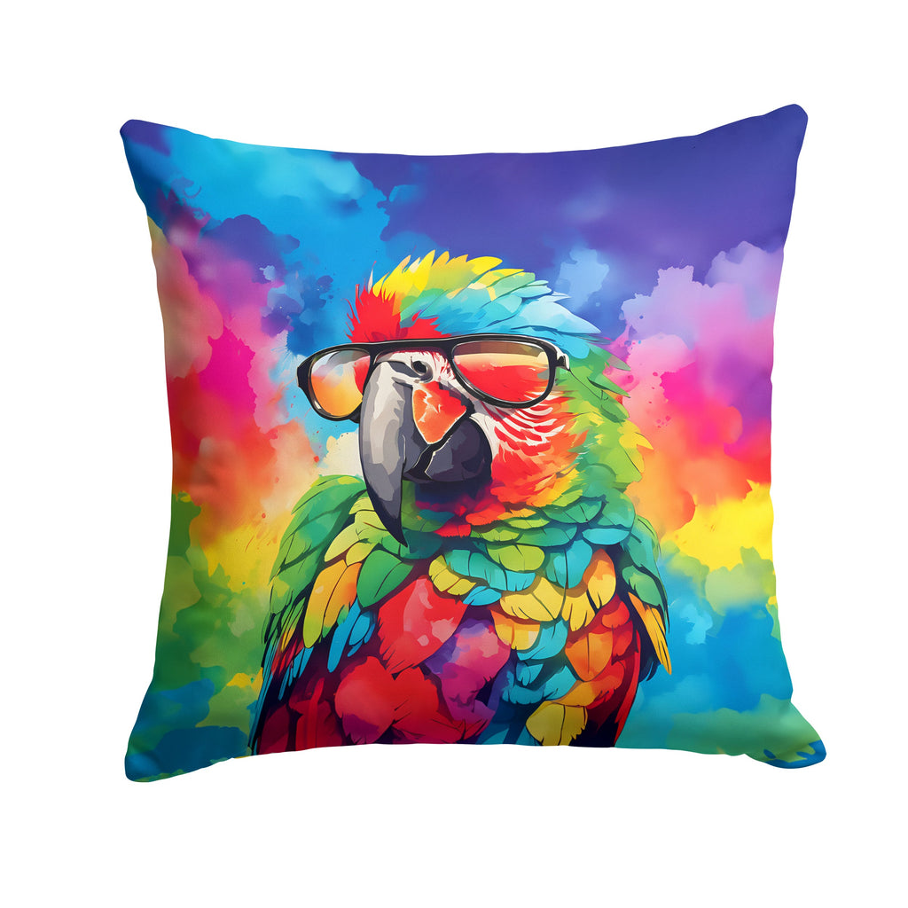 Hippie Animal Parrot Decorative Throw Pillow 14x14 Indoor Outdoor Accent Cushion, Fabric Cover with Insert for Sofa, Bed, Porch & Living Room