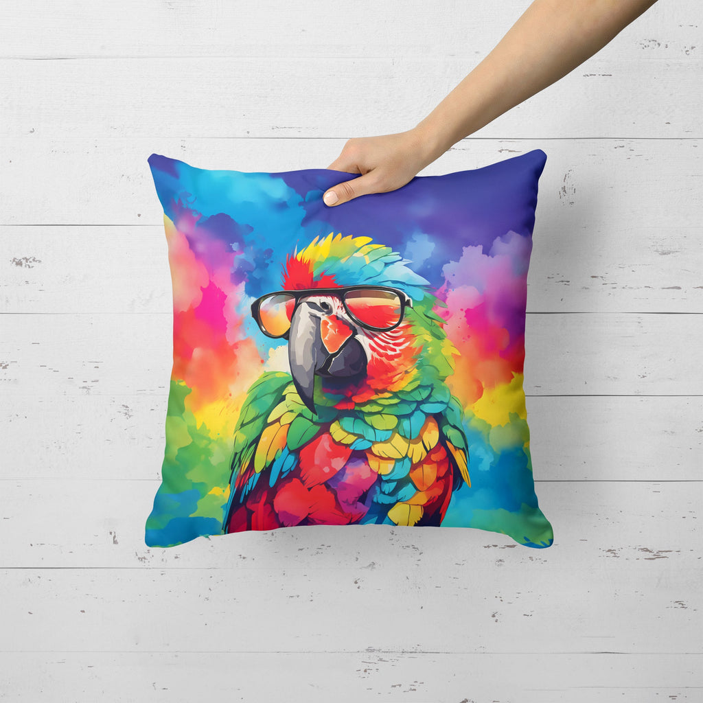 Hippie Animal Parrot Decorative Throw Pillow 18x18 Indoor Outdoor Accent Cushion, Fabric Cover with Insert for Sofa, Bed, Porch & Living Room