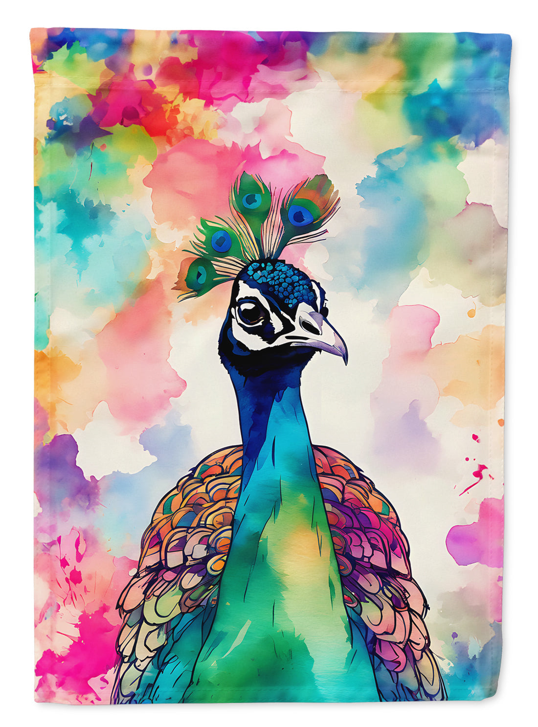 Hippie Animal Peacock House Flag 28x40 Porch Sleeve Pole Decorative Outside Yard Banner Artwork Wall Hanging, Polyester