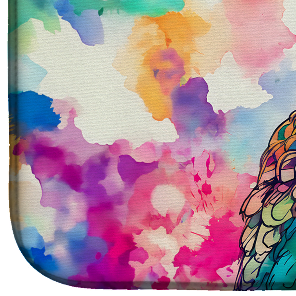 Hippie Animal Peacock Dish Drying Mat Absorbent Dish Drying Mat Pad for Kitchen Counter Dish Drainer Mat for Countertop, 14 x 21", Multicolor
