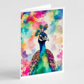 Hippie Animal Peacock Greeting Cards Pack of 8 Blank Cards with Envelopes Whimsical A7 Size 5x7