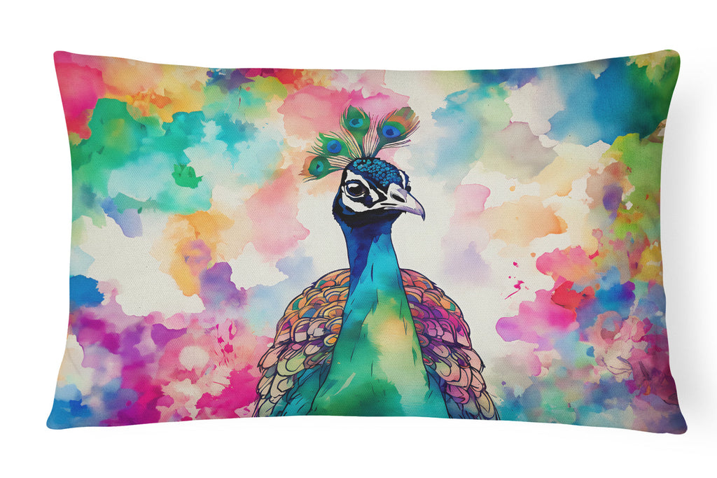 Hippie Animal Peacock Decorative Throw Pillow 12x16 Indoor Outdoor Accent Cushion, Fabric Cover with Insert for Sofa, Bed, Porch & Living Room
