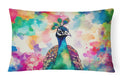 Hippie Animal Peacock Decorative Throw Pillow 12x16 Indoor Outdoor Accent Cushion, Fabric Cover with Insert for Sofa, Bed, Porch & Living Room