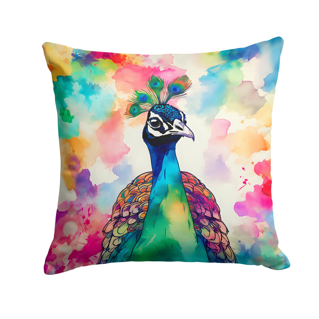 Hippie Animal Peacock Decorative Throw Pillow 18x18 Indoor Outdoor Accent Cushion, Fabric Cover with Insert for Sofa, Bed, Porch & Living Room