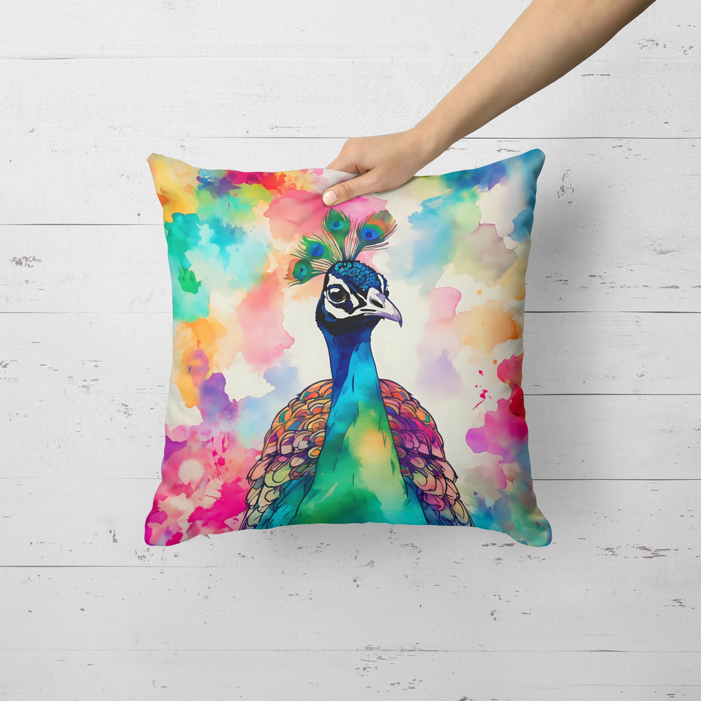Hippie Animal Peacock Decorative Throw Pillow 18x18 Indoor Outdoor Accent Cushion, Fabric Cover with Insert for Sofa, Bed, Porch & Living Room
