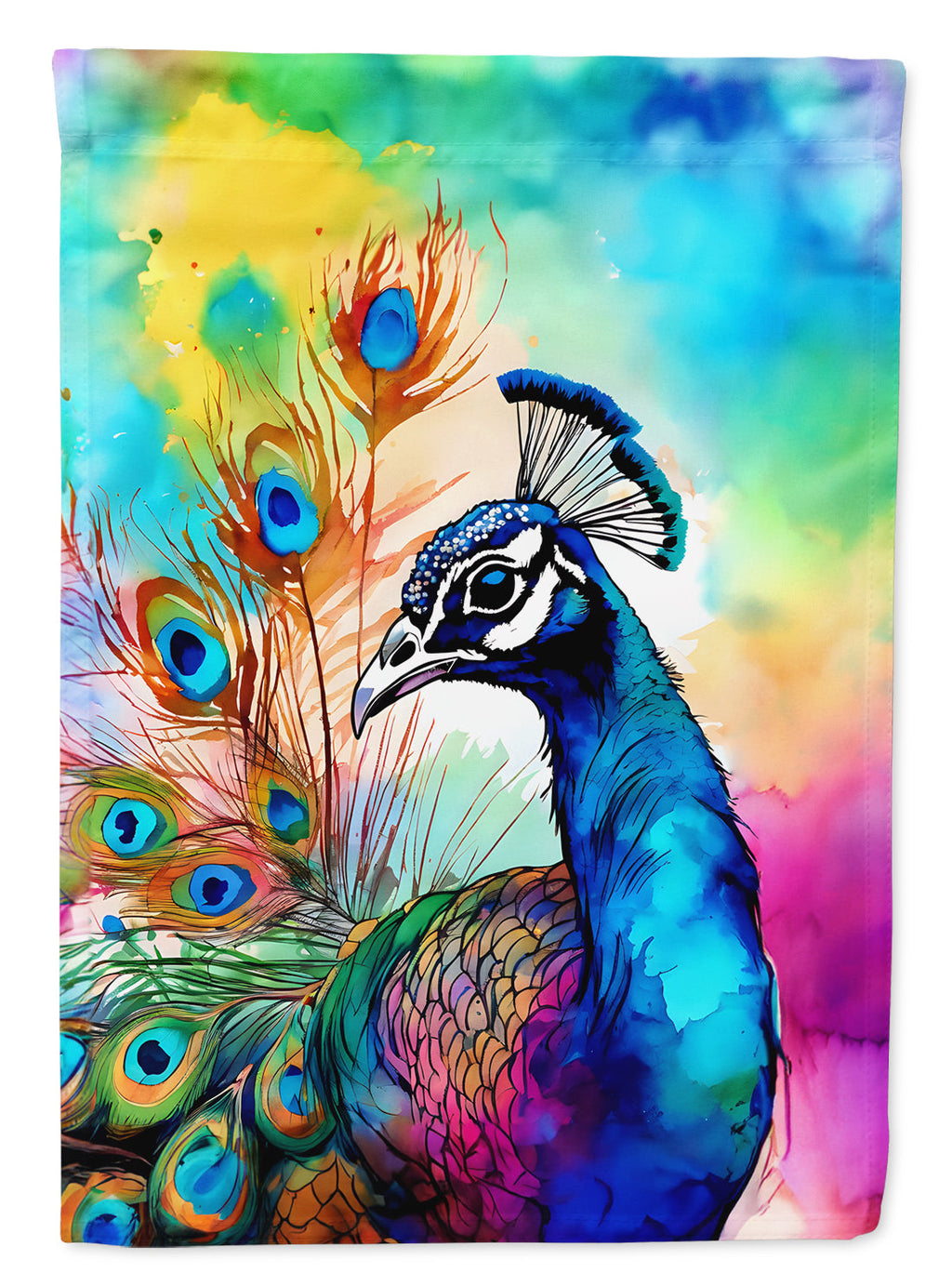 Hippie Animal Peacock House Flag 28x40 Porch Sleeve Pole Decorative Outside Yard Banner Artwork Wall Hanging, Polyester