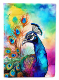 Hippie Animal Peacock House Flag 28x40 Porch Sleeve Pole Decorative Outside Yard Banner Artwork Wall Hanging, Polyester