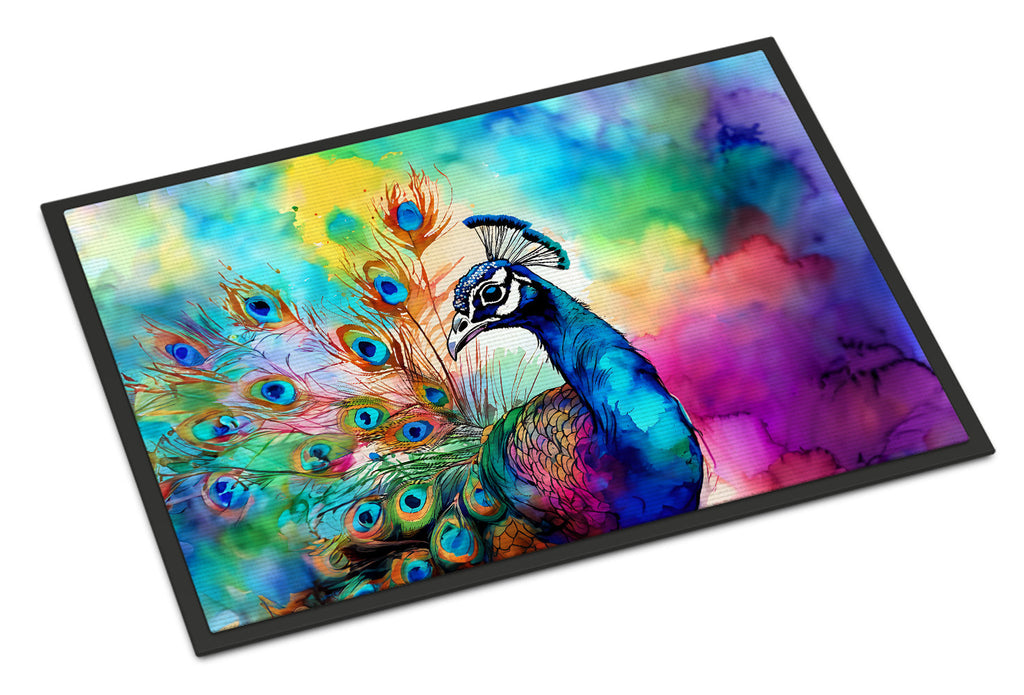 Hippie Animal Peacock Doormat Indoor Outdoor 18H X 27W Front Door Mat Rugs for Entryway, Non Slip Washable