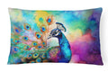 Hippie Animal Peacock Decorative Throw Pillow 12x16 Indoor Outdoor Accent Cushion, Fabric Cover with Insert for Sofa, Bed, Porch & Living Room