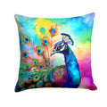 Hippie Animal Peacock Decorative Throw Pillow 14x14 Indoor Outdoor Accent Cushion, Fabric Cover with Insert for Sofa, Bed, Porch & Living Room
