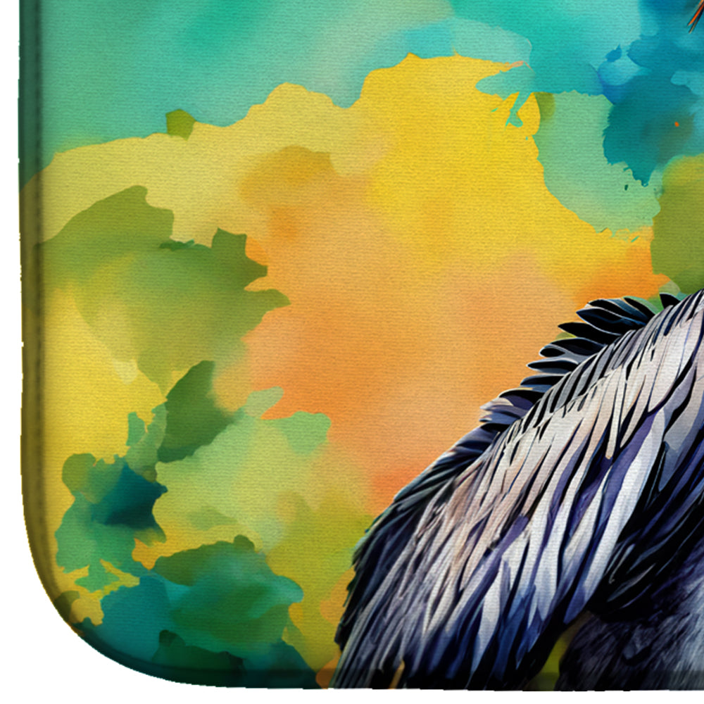 Hippie Animal Pelican Dish Drying Mat Absorbent Dish Drying Mat Pad for Kitchen Counter Dish Drainer Mat for Countertop, 14 x 21", Multicolor