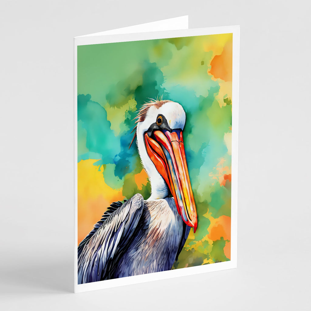 Hippie Animal Pelican Greeting Cards Pack of 8 Blank Cards with Envelopes Whimsical A7 Size 5x7