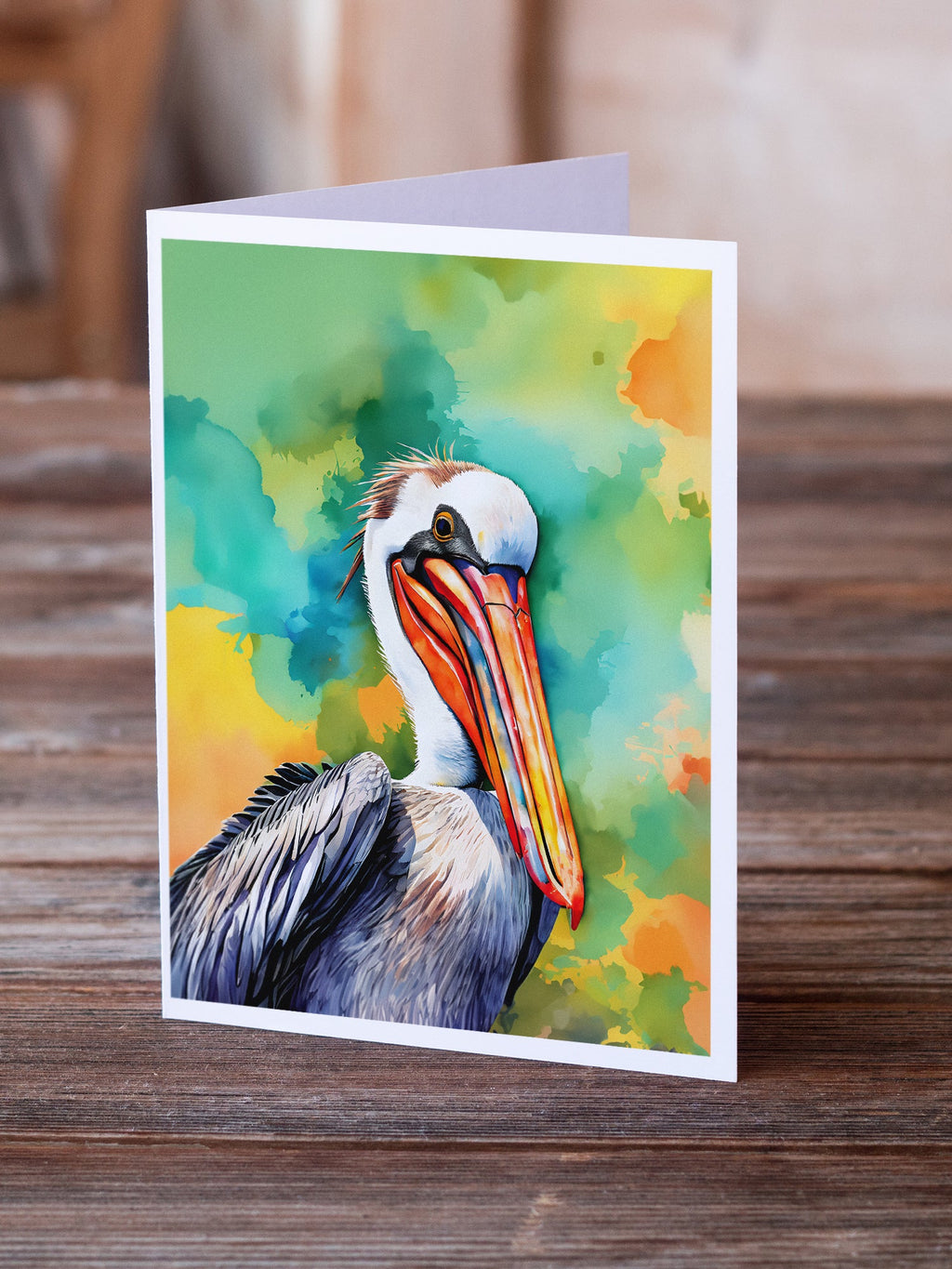 Hippie Animal Pelican Greeting Cards Pack of 8 Blank Cards with Envelopes Whimsical A7 Size 5x7