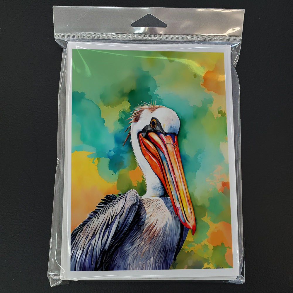Hippie Animal Pelican Greeting Cards Pack of 8 Blank Cards with Envelopes Whimsical A7 Size 5x7