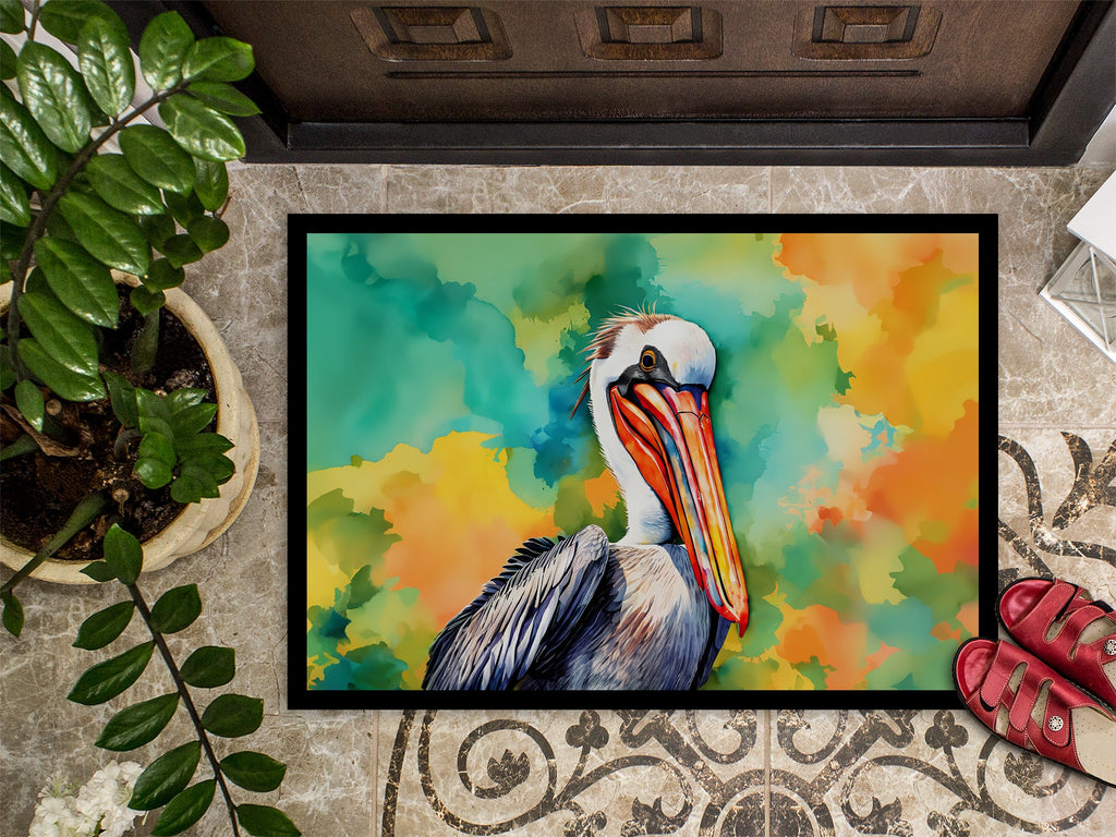 Hippie Animal Pelican Doormat Indoor Outdoor 18H X 27W Front Door Mat Rugs for Entryway, Non Slip Washable