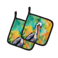 Hippie Animal Pelican Pot Holder Set of 2 Heat Resistant Quilted Hot Pads 7.5 x 7.5 Inch, Insulated Kitchen Trivets for Cooking & Baking