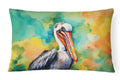 Hippie Animal Pelican Decorative Throw Pillow 12x16 Indoor Outdoor Accent Cushion, Fabric Cover with Insert for Sofa, Bed, Porch & Living Room