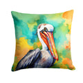 Hippie Animal Pelican Decorative Throw Pillow 18x18 Indoor Outdoor Accent Cushion, Fabric Cover with Insert for Sofa, Bed, Porch & Living Room