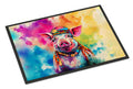 Hippie Animal Pig Doormat Indoor Outdoor 24H X 36W Front Door Mat Rugs for Entryway, Non Slip Washable Low Pile,