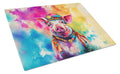 Hippie Animal Pig Cutting Board Tempered Glass Kitchen Cutting Surface, Heat Resistant Chopping, Non-Slip Feet, Food Prep & Serving