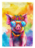 Hippie Animal Pig House Flag 28x40 Porch Sleeve Pole Decorative Outside Yard Banner Artwork Wall Hanging, Polyester