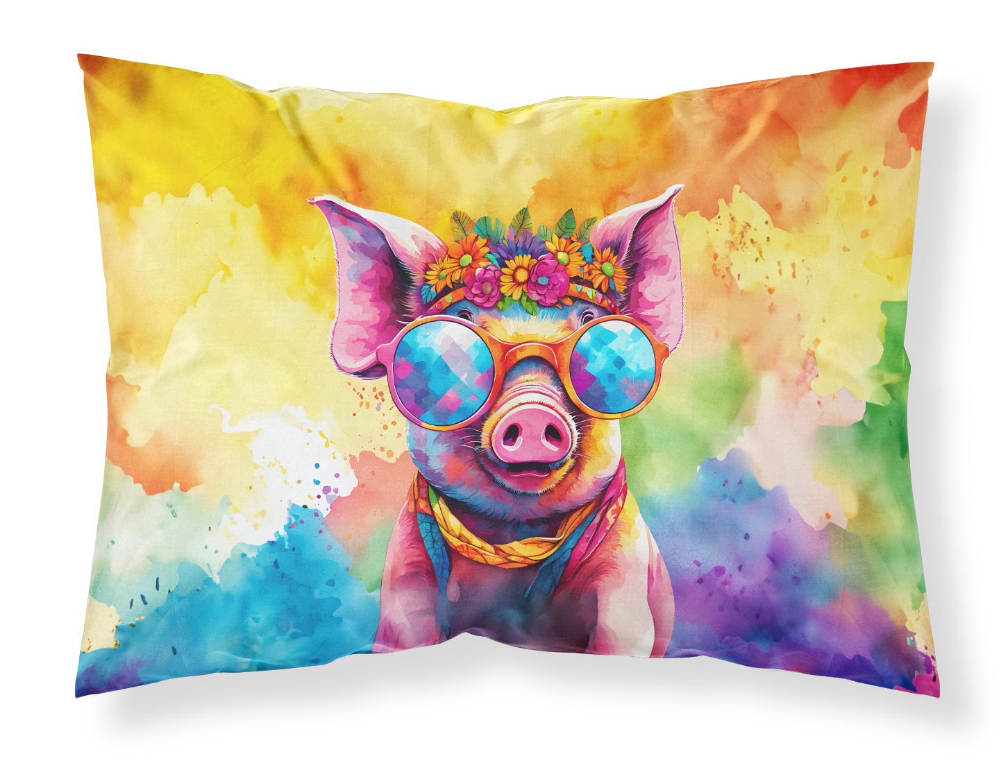 Hippie Animal Pig Standard Pillowcase Lightweight Super Soft Easy Care Decorative Artwork Pillowcase, Standard