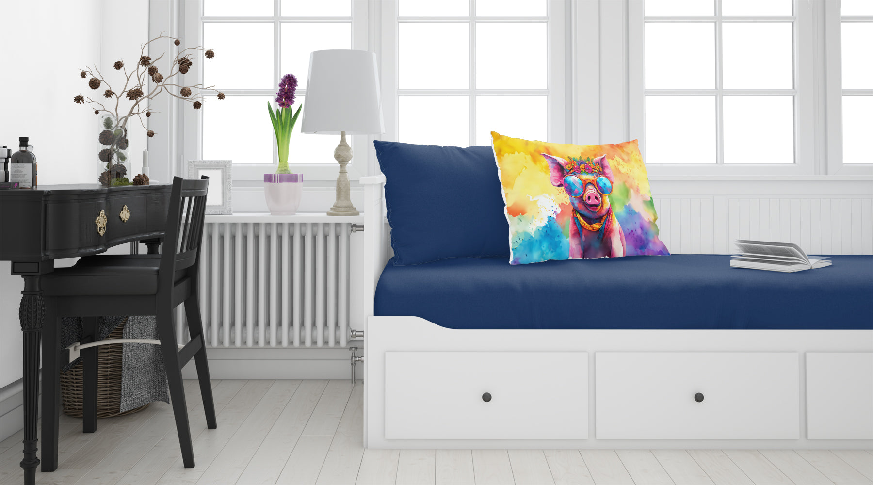 Hippie Animal Pig Standard Pillowcase Lightweight Super Soft Easy Care Decorative Artwork Pillowcase, Standard