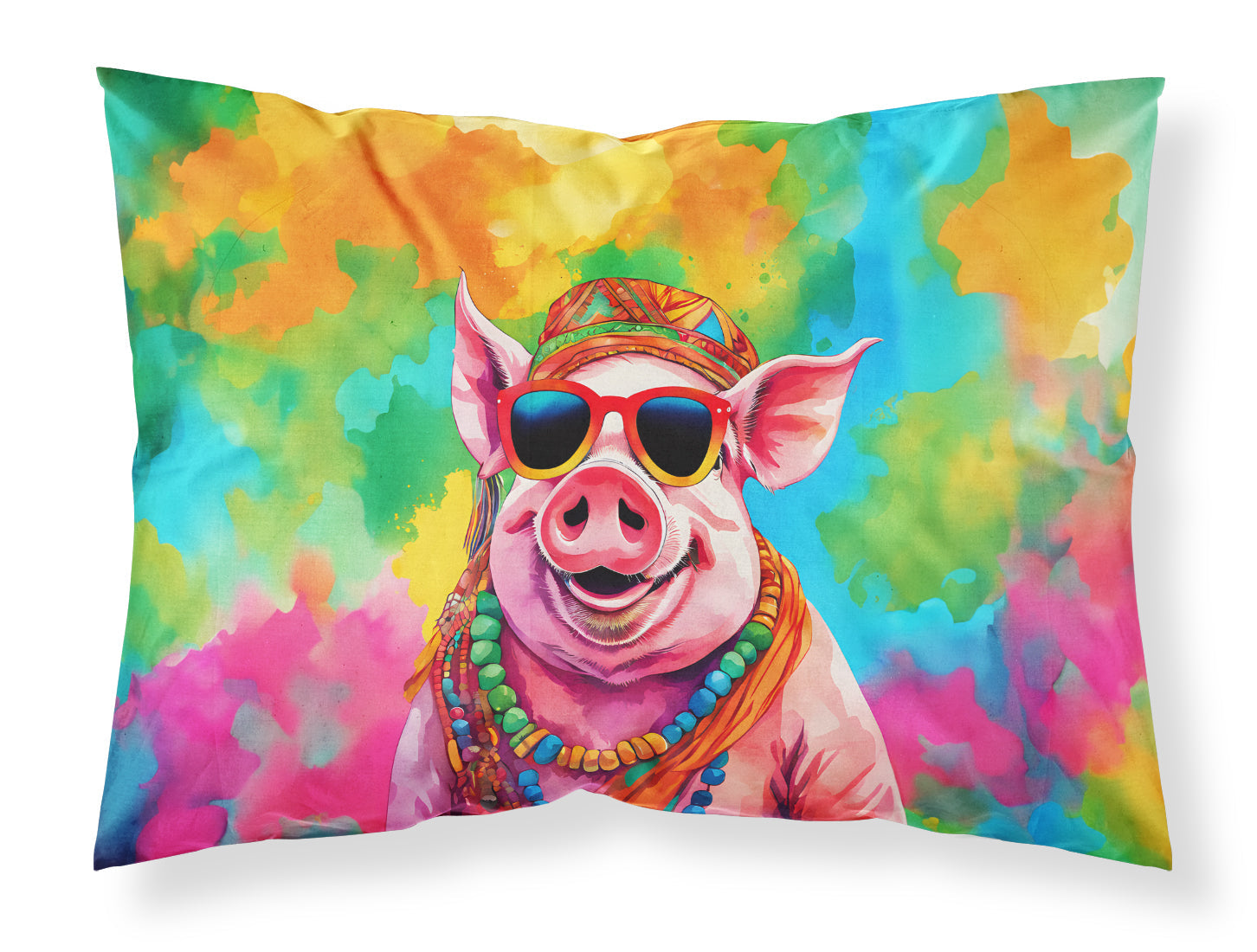 Hippie Animal Pig Standard Pillowcase Lightweight Super Soft Easy Care Decorative Artwork Pillowcase, Standard