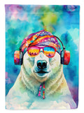 Hippie Animal Polar Bear House Flag 28x40 Porch Sleeve Pole Decorative Outside Yard Banner Artwork Wall Hanging, Polyester