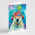 Hippie Animal Polar Bear Greeting Cards Pack of 8 Blank Cards with Envelopes Whimsical A7 Size 5x7