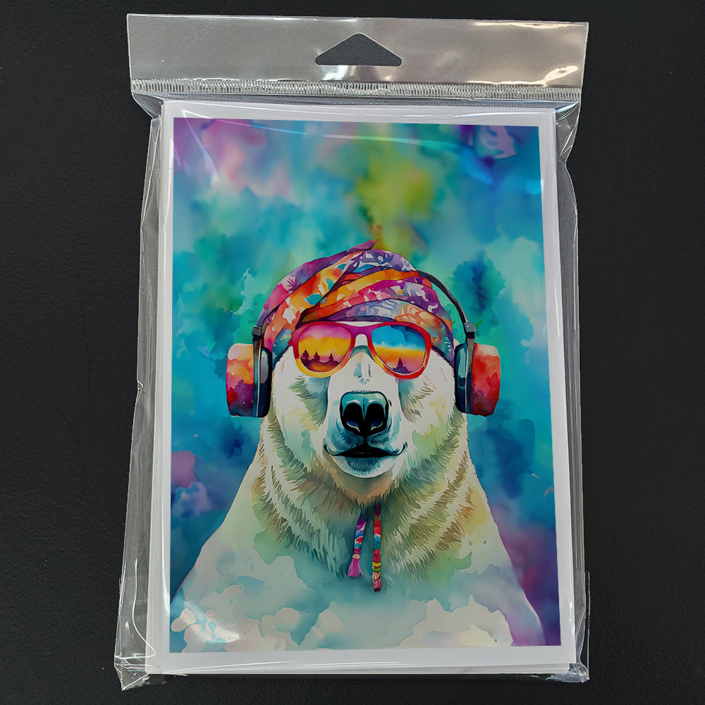 Hippie Animal Polar Bear Greeting Cards Pack of 8 Blank Cards with Envelopes Whimsical A7 Size 5x7