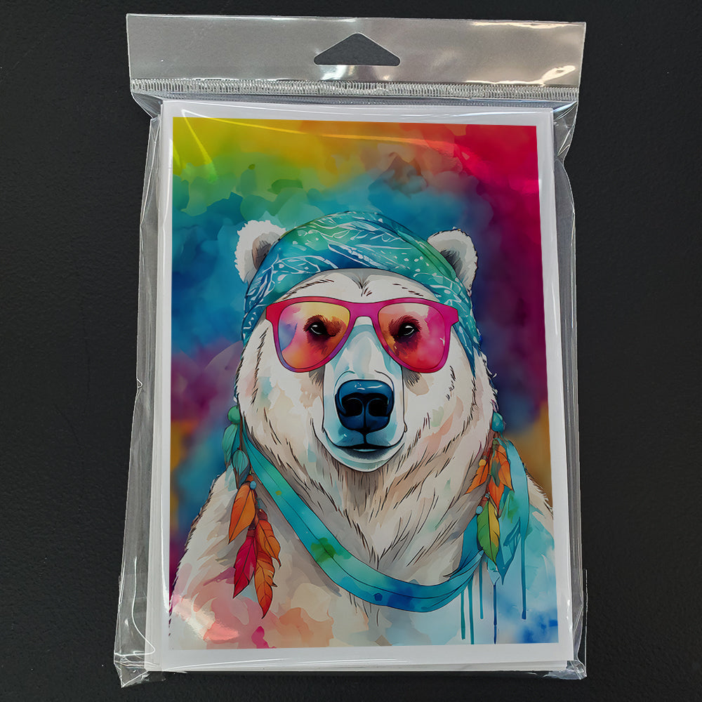 Hippie Animal Polar Bear Greeting Cards Pack of 8 Blank Cards with Envelopes Whimsical A7 Size 5x7