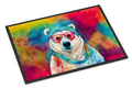 Hippie Animal Polar Bear Doormat Indoor Outdoor 18H X 27W Front Door Mat Rugs for Entryway, Non Slip Washable