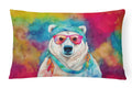 Hippie Animal Polar Bear Decorative Throw Pillow 12x16 Indoor Outdoor Accent Cushion, Fabric Cover with Insert for Sofa, Bed, Porch & Living Room