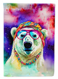 Hippie Animal Polar Bear House Flag 28x40 Porch Sleeve Pole Decorative Outside Yard Banner Artwork Wall Hanging, Polyester