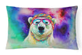 Hippie Animal Polar Bear Decorative Throw Pillow 12x16 Indoor Outdoor Accent Cushion, Fabric Cover with Insert for Sofa, Bed, Porch & Living Room